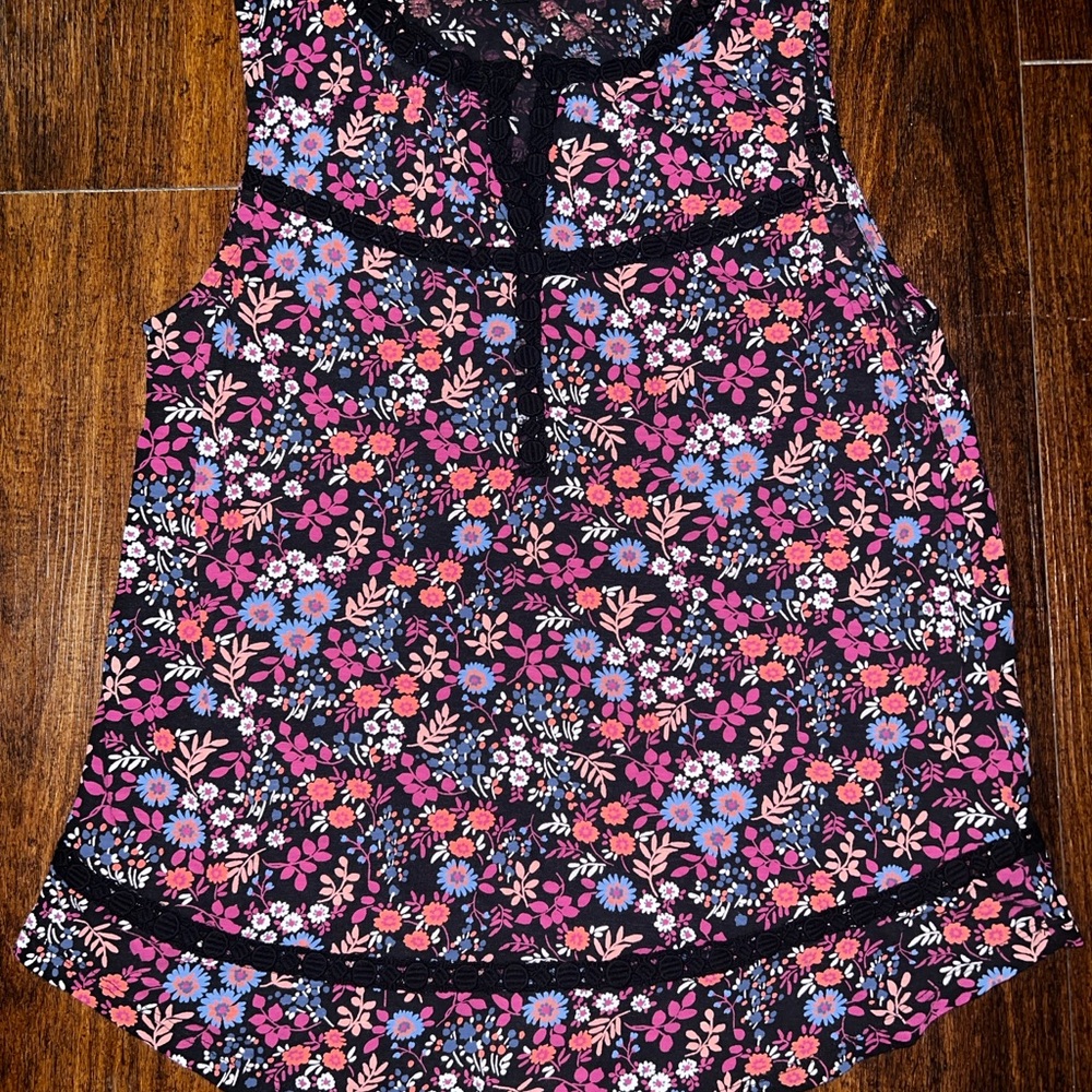 Lucky Brand Floral Sleeveless Blouse - Pink, Blue, Black